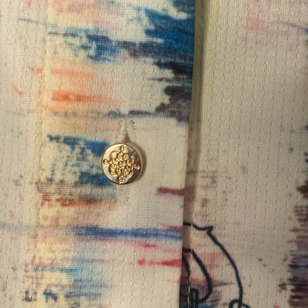 NEW Espoir Equestrian XS Watercolor Ladies’ Button Front Artsy Art to Wear Top - Picture 3 of 8